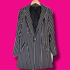 Pink and White Striped Women's Blazer